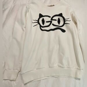 Authentic GUCCI Cat Eye Sweatshirt Bijou White Trainer
